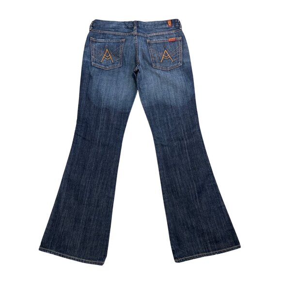 7 for All Mankind Women's "A" Pocket Low Rise Flared Jeans Size 29 Two Toned - Picture 3 of 12